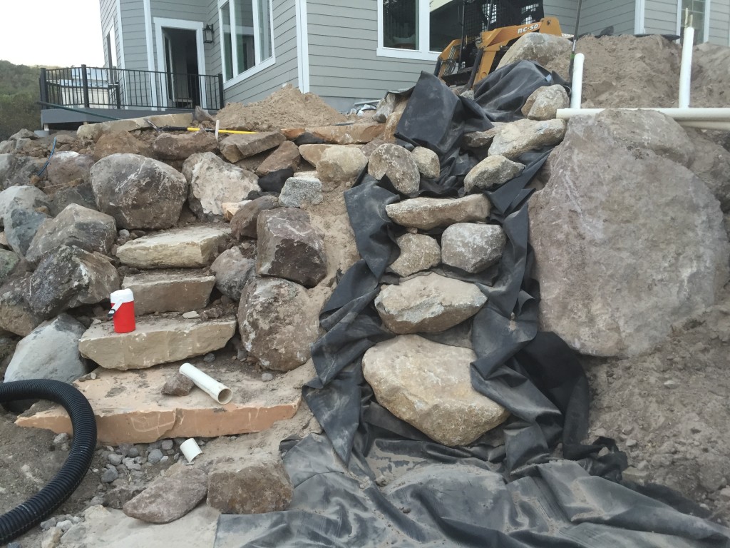 Water Feature -- Waterfall and stairs